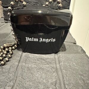 Palm Angels Glossy Black Beaded Chain Shoulder Bag